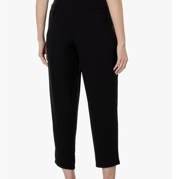NWT Eileen Fisher petite Silk Georgette Crepe Black Pants Pockets Tapered Ankle - Picture 2 of 13